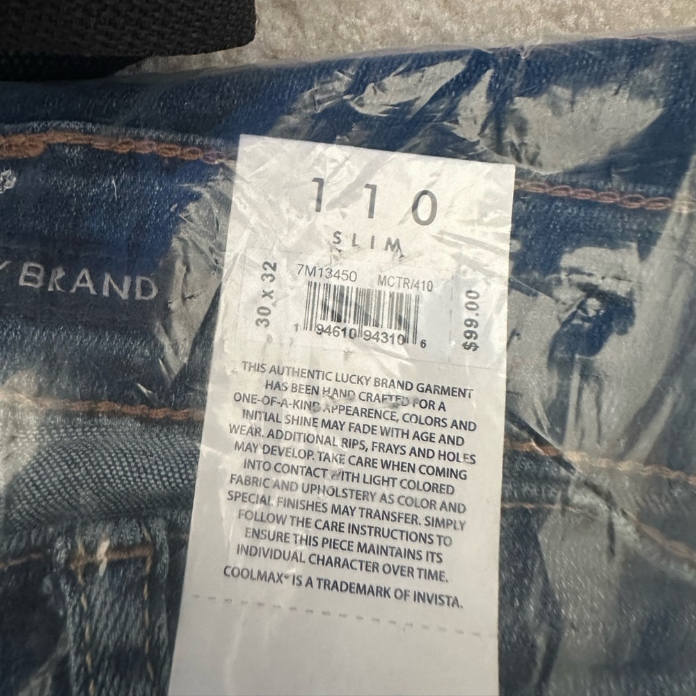 brand new lucky brand jeans slim 110 size30/32 color mctr/420